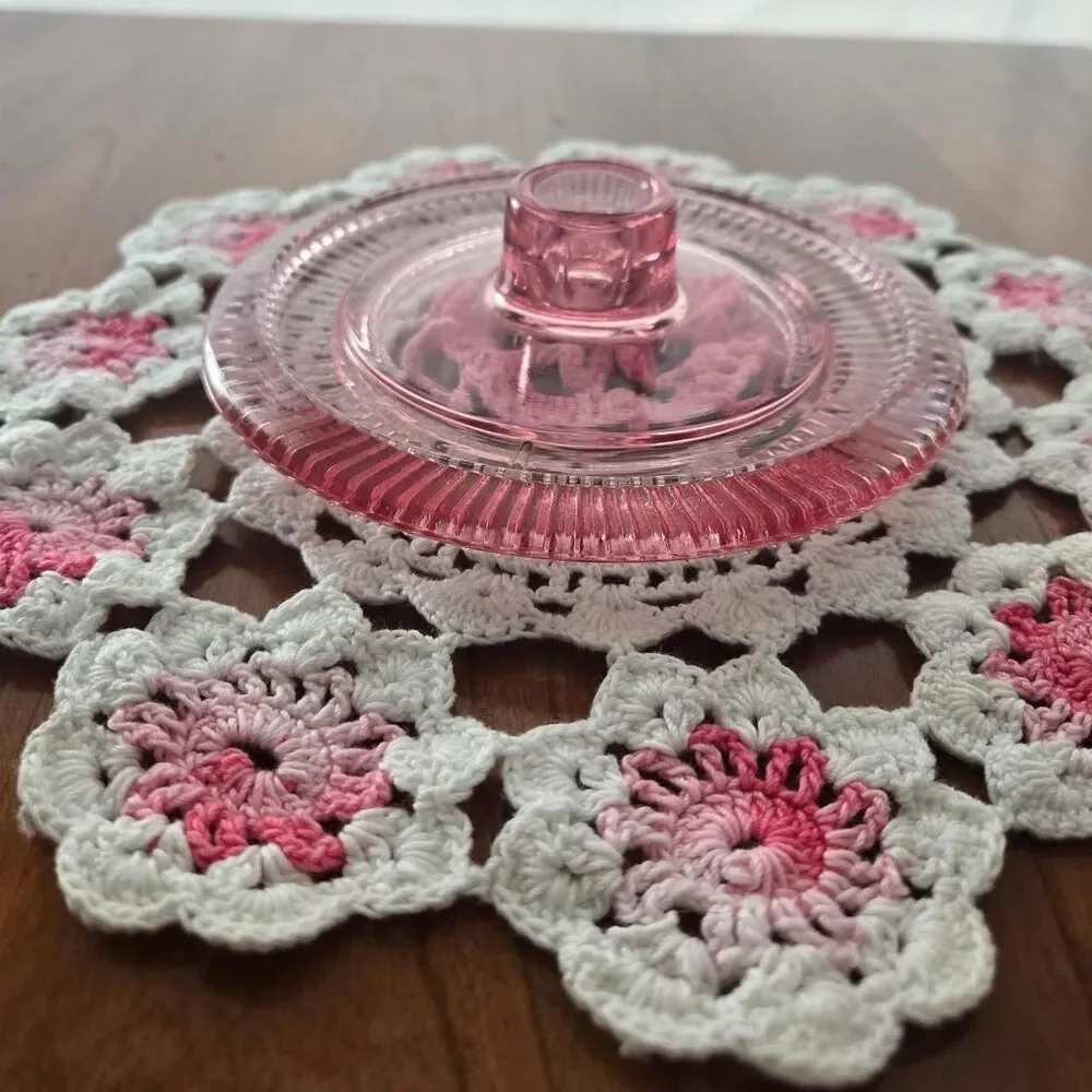 Vintage Pink Glass Candle Holder